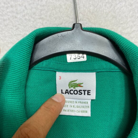 Lacoste Polo Shirt Mens Size 3 Green Short Sleeve Classic Fit Crocodile Logo - Picture 6 of 9